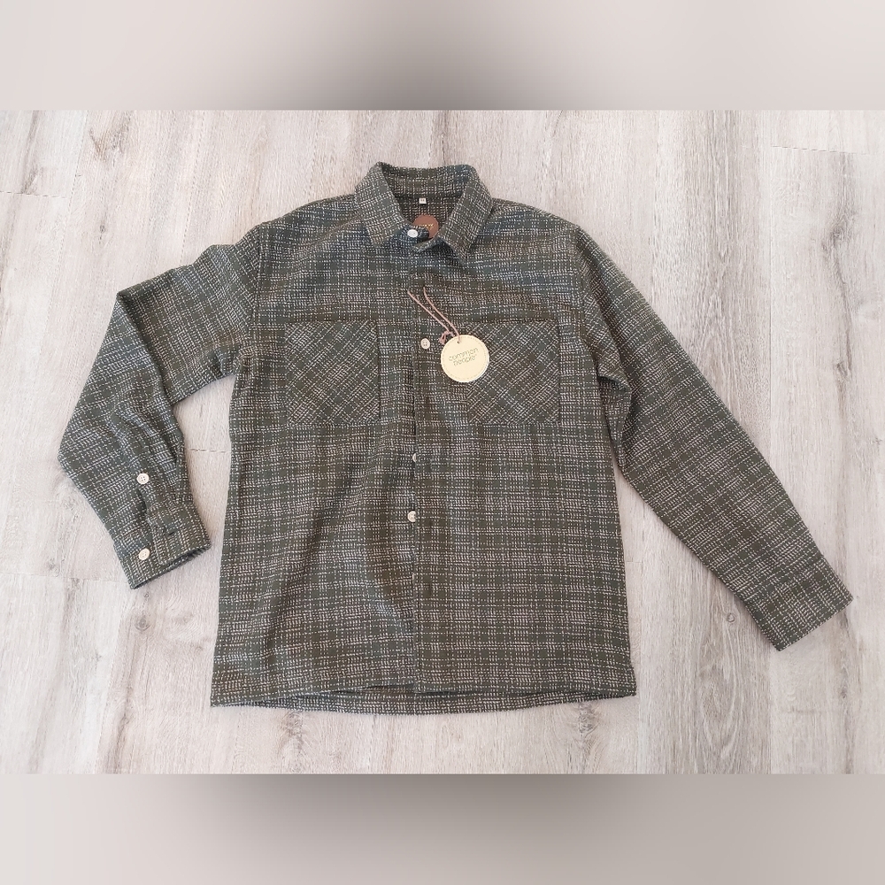 Men's Green Plaid Long-Sleeve Shirt